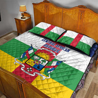 Central African Republic quilt bed set with flag-style quilt, crest emblem and two pillow covers