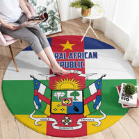 Round carpet with Central African Republic flag artwork, bright green blue red border