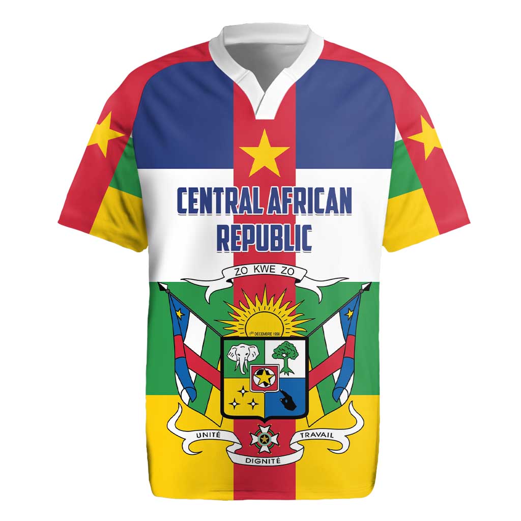 Personalized Central African Republic Rugby Jersey Zo Kwe Zo Flag Style - Wonder Print Shop