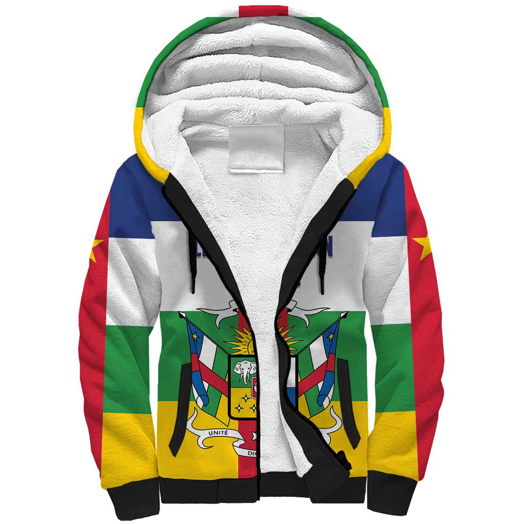 Personalized Central African Republic Sherpa Hoodie Zo Kwe Zo Flag Style - Wonder Print Shop