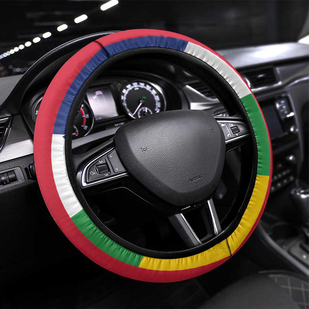 Central African Republic Steering Wheel Cover Zo Kwe Zo Flag Style - Wonder Print Shop