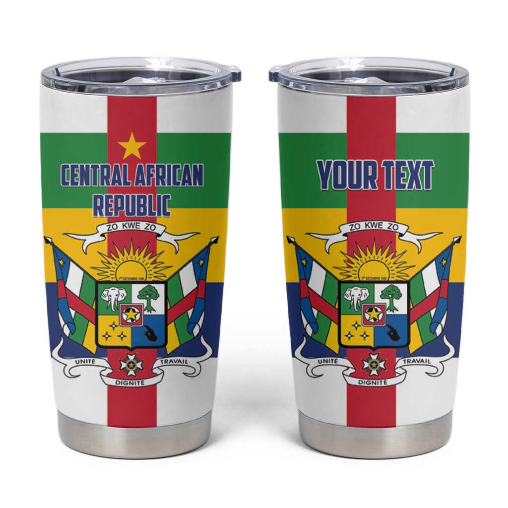 Personalized Central African Republic Tumbler Cup Zo Kwe Zo Flag Style - Wonder Print Shop