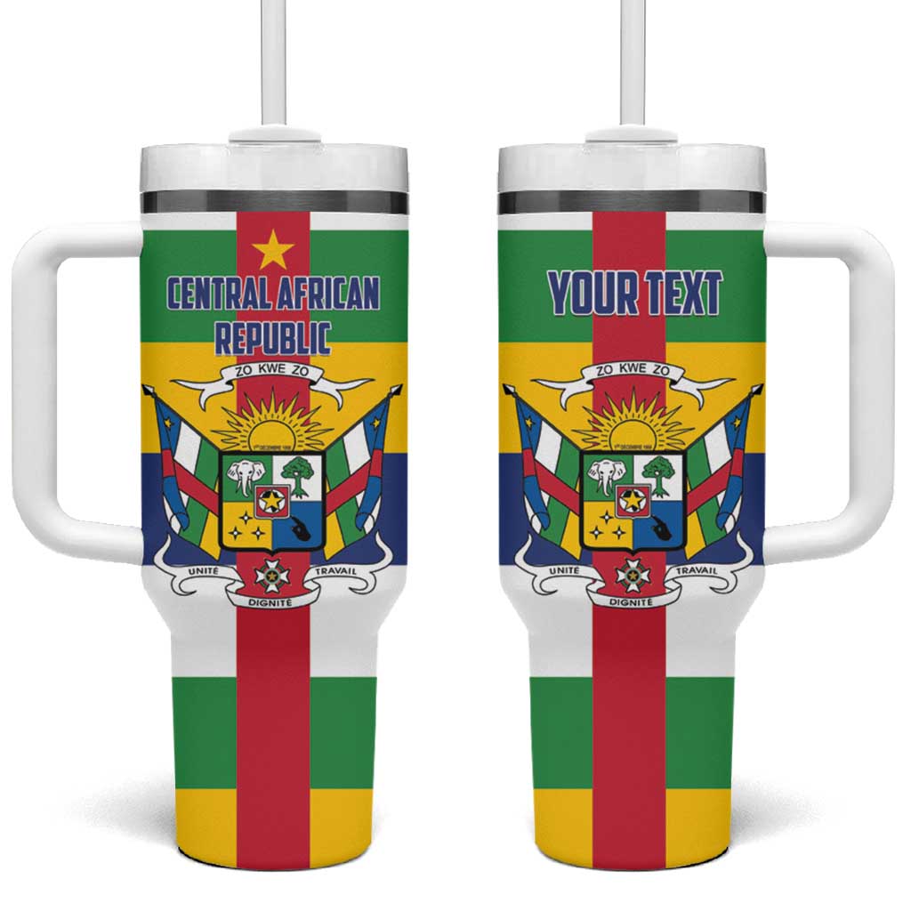 Personalized Central African Republic Tumbler With Handle Zo Kwe Zo Flag Style - Wonder Print Shop