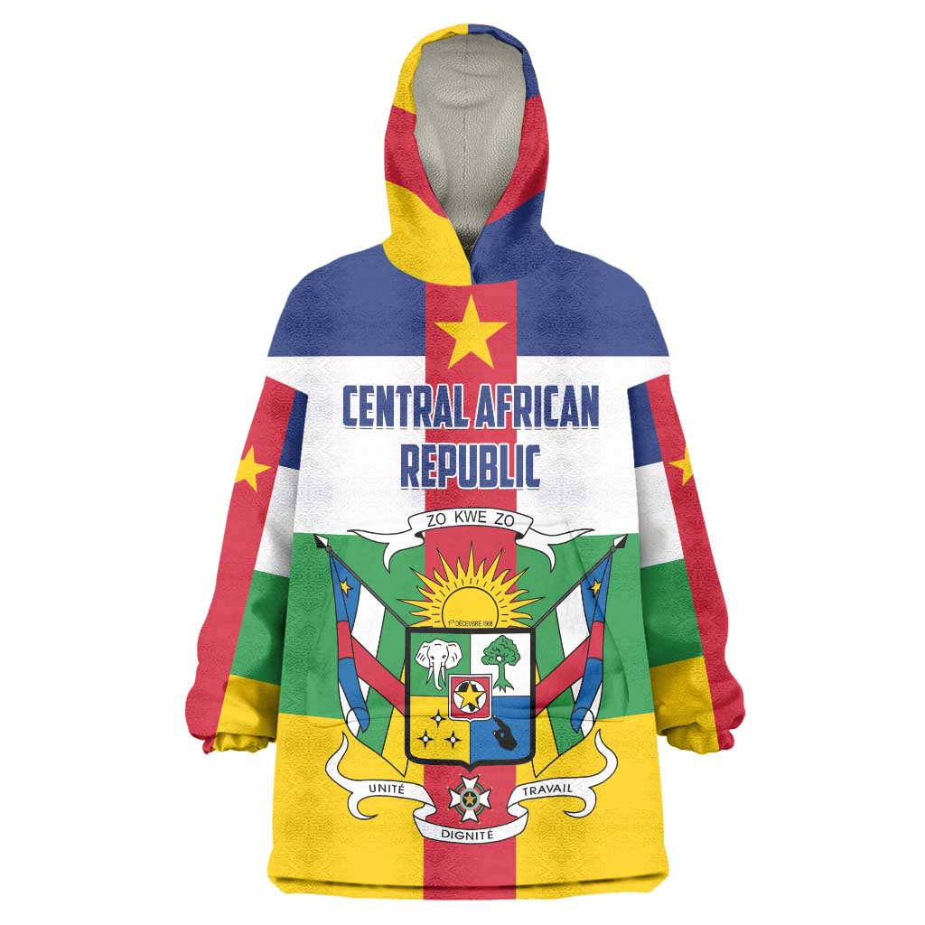 Personalized Central African Republic Wearable Blanket Hoodie Zo Kwe Zo Flag Style - Wonder Print Shop