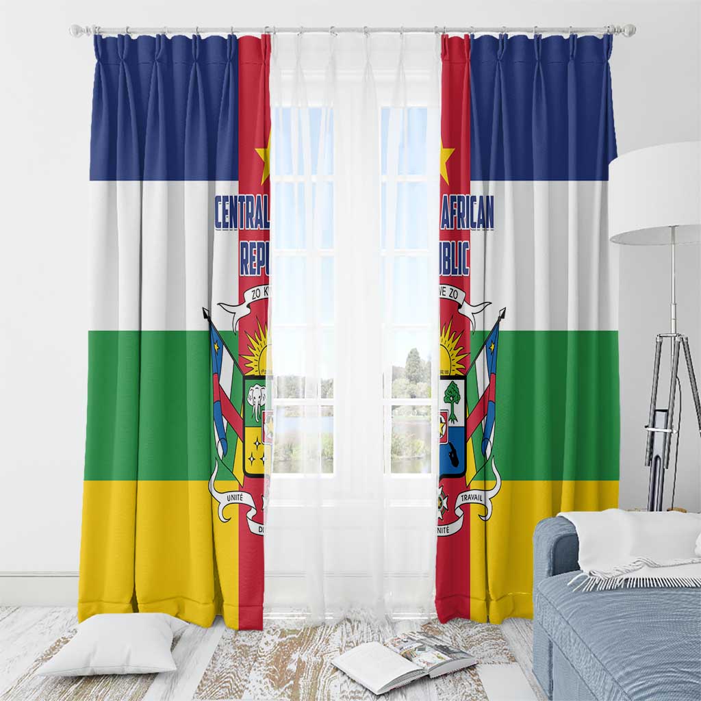 Central African Republic flag window curtains with grommets at top and multicolor vertical panels