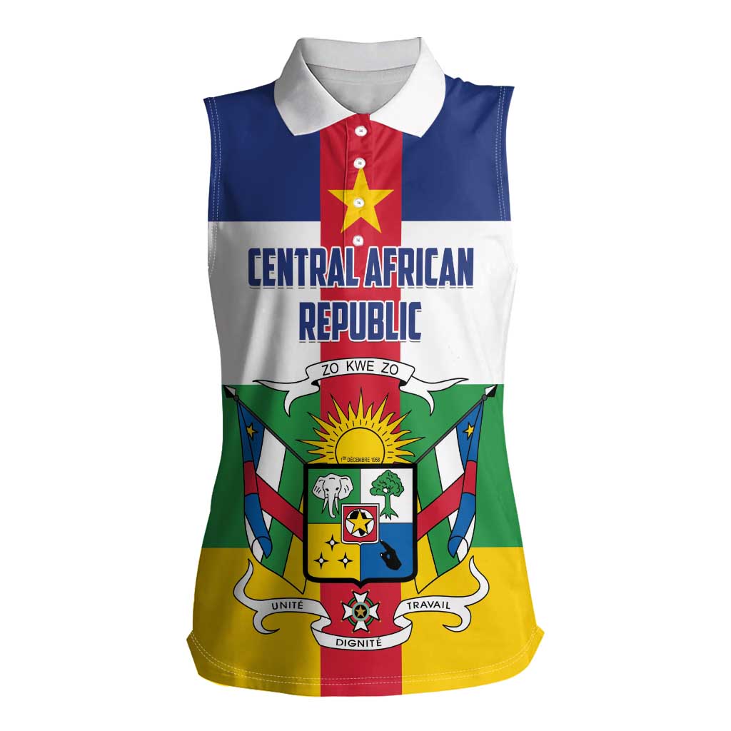 Personalized Central African Republic Women Sleeveless Polo Shirt Zo Kwe Zo Flag Style - Wonder Print Shop