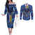 Custom Central African Republic Football Couples Matching Off The Shoulder Long Sleeve Dress and Long Sleeve Button Shirt Go Les Fauves