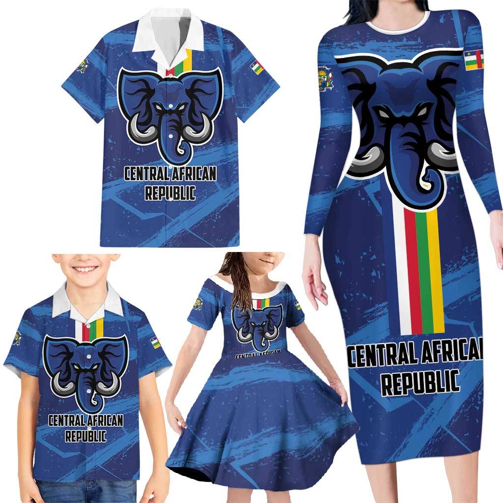 Custom Central African Republic Football Family Matching Long Sleeve Bodycon Dress and Hawaiian Shirt Go Les Fauves - Wonder Print Shop