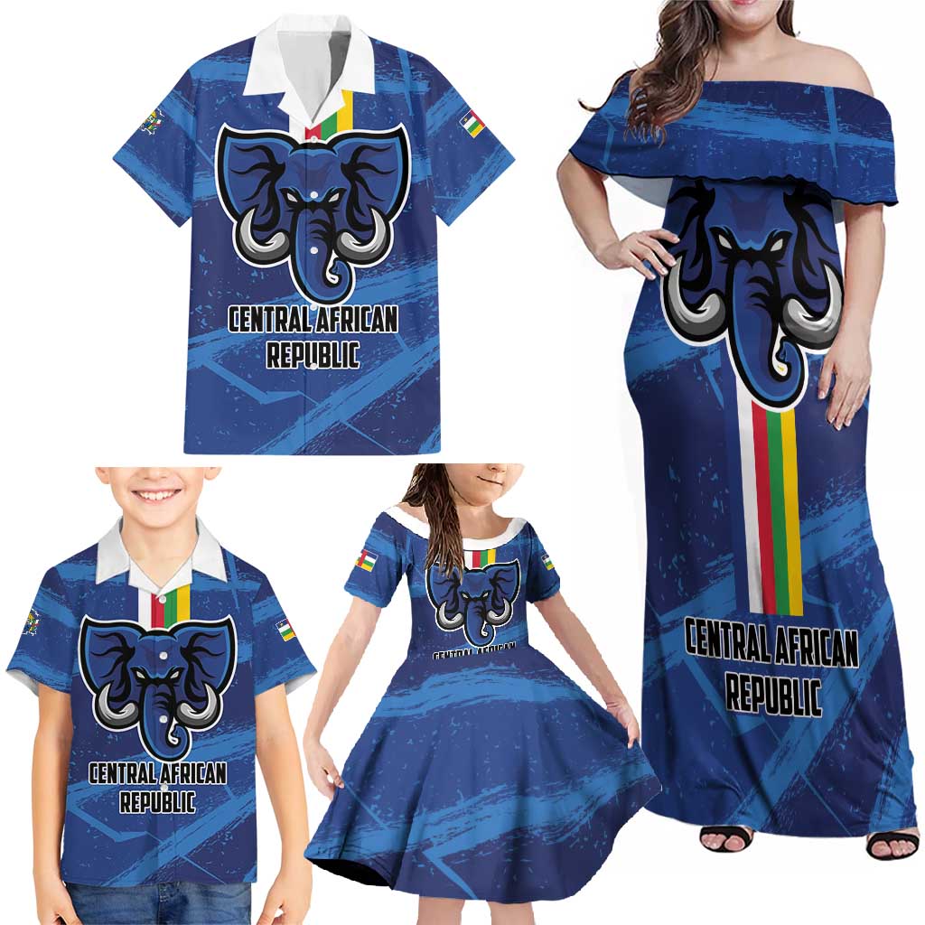 Custom Central African Republic Football Family Matching Off Shoulder Maxi Dress and Hawaiian Shirt Go Les Fauves - Wonder Print Shop