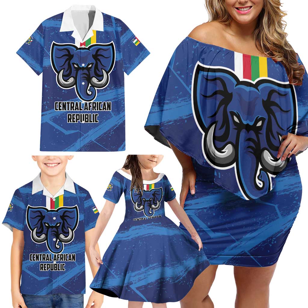 Custom Central African Republic Football Family Matching Off Shoulder Short Dress and Hawaiian Shirt Go Les Fauves - Wonder Print Shop