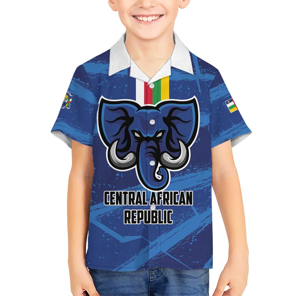 Custom Central African Republic Football Kid Hawaiian Shirt Go Les Fauves - Wonder Print Shop