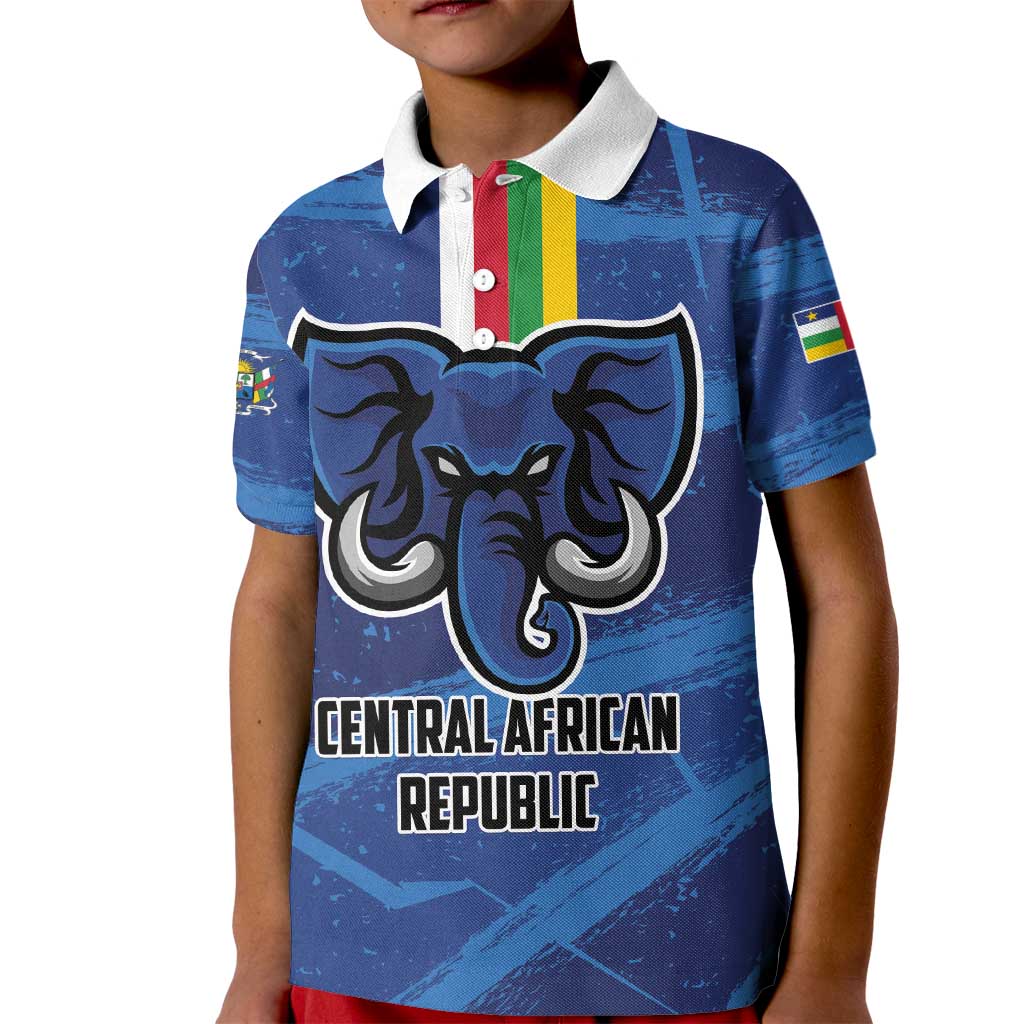 Custom Central African Republic Football Kid Polo Shirt Go Les Fauves - Wonder Print Shop