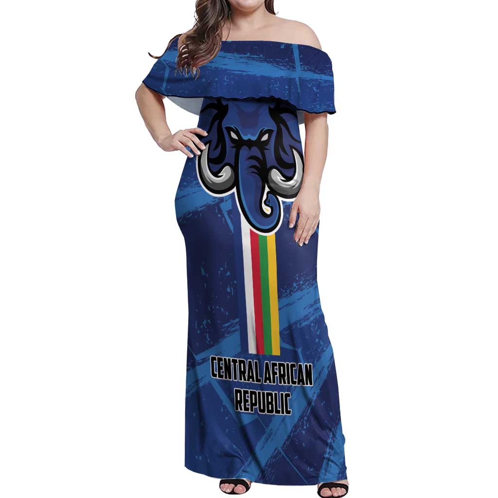 Custom Central African Republic Football Off Shoulder Maxi Dress Go Les Fauves - Wonder Print Shop