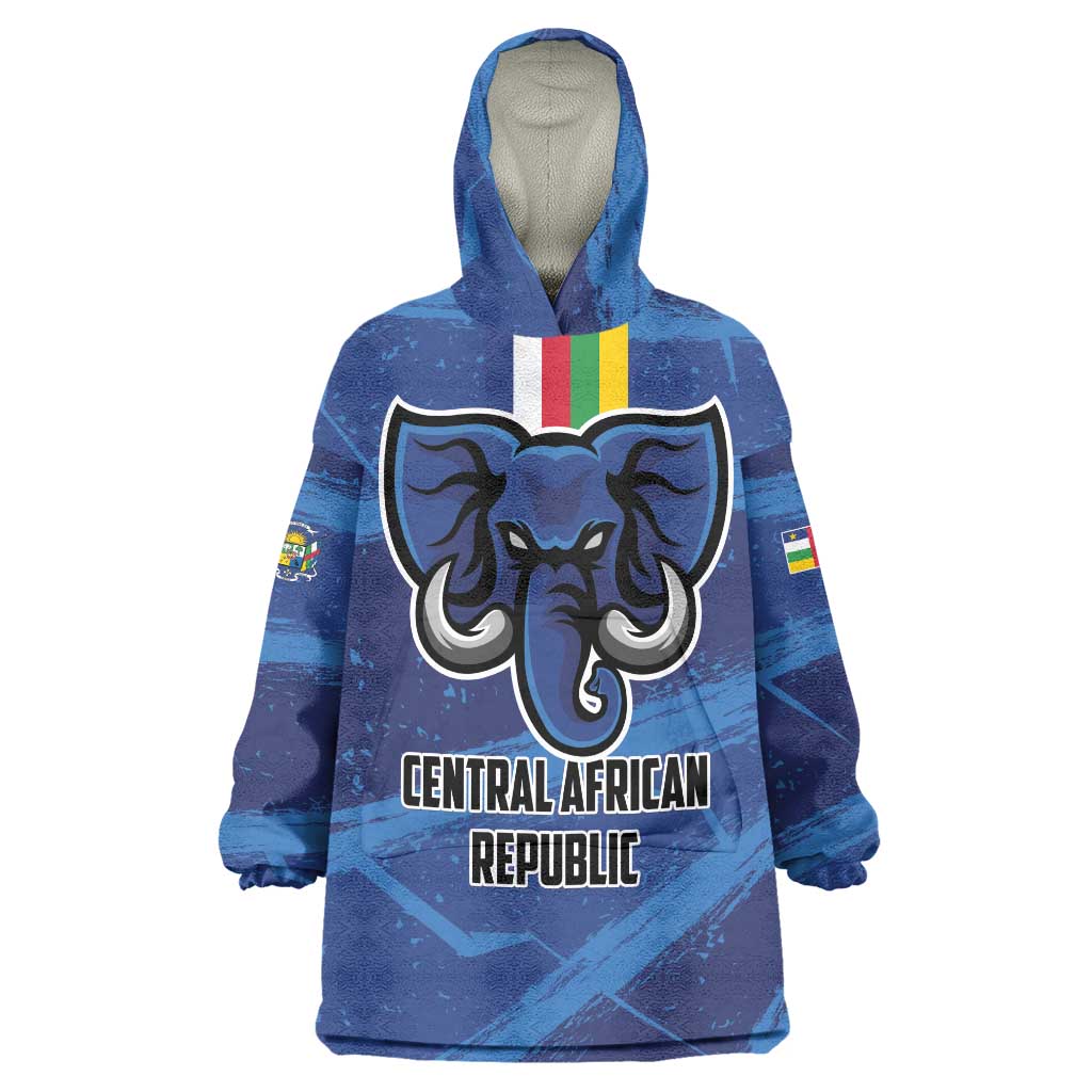 Custom Central African Republic Football Wearable Blanket Hoodie Go Les Fauves - Wonder Print Shop