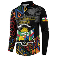Black button sweatshirt, Central African Republic crest graphic with flag details on sleeves