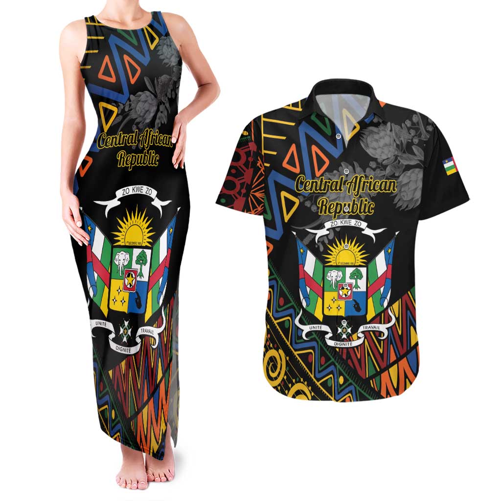 Personalized Central African Republic Couples Matching Tank Maxi Dress and Hawaiian Shirt Protea African Pattern - Wonder Print Shop