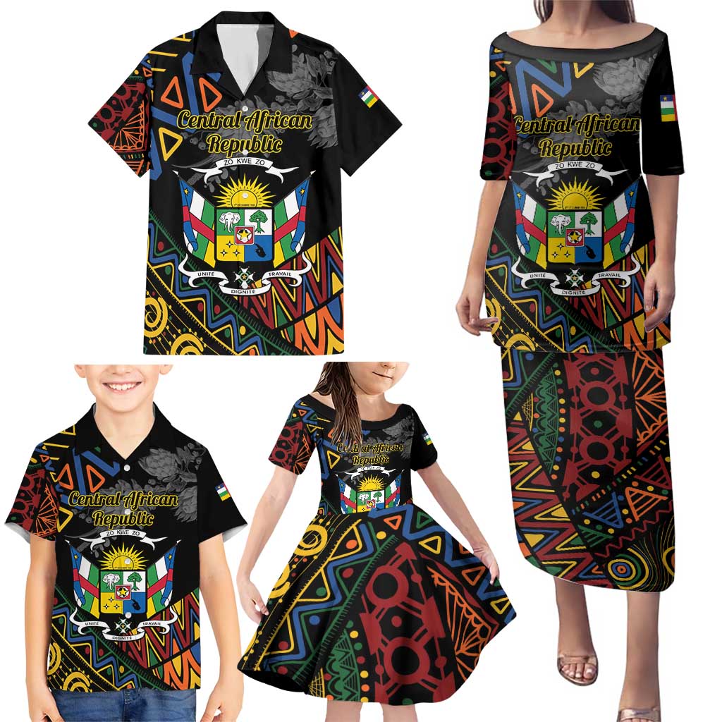 Personalized Central African Republic Family Matching Puletasi and Hawaiian Shirt Protea African Pattern - Wonder Print Shop