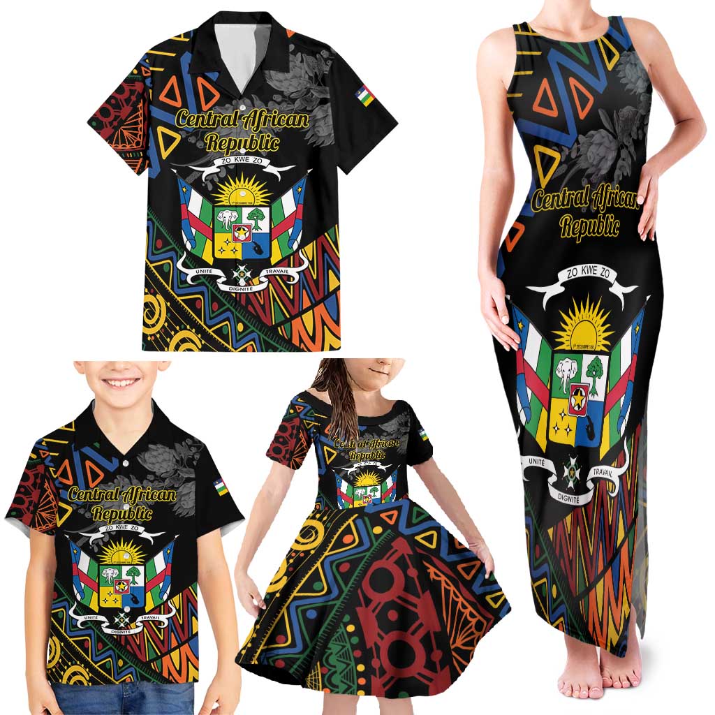 Personalized Central African Republic Family Matching Tank Maxi Dress and Hawaiian Shirt Protea African Pattern - Wonder Print Shop