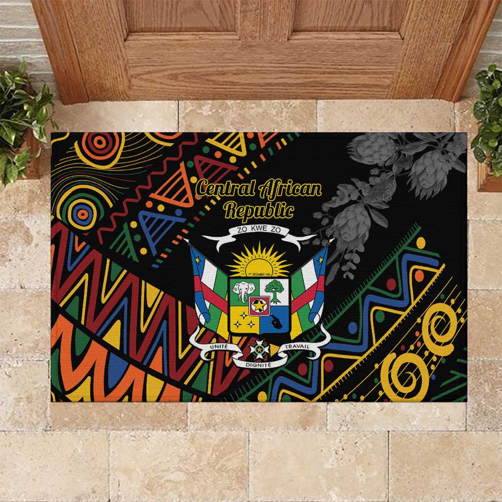 Central African Republic Rubber Doormat Protea African Pattern - Wonder Print Shop