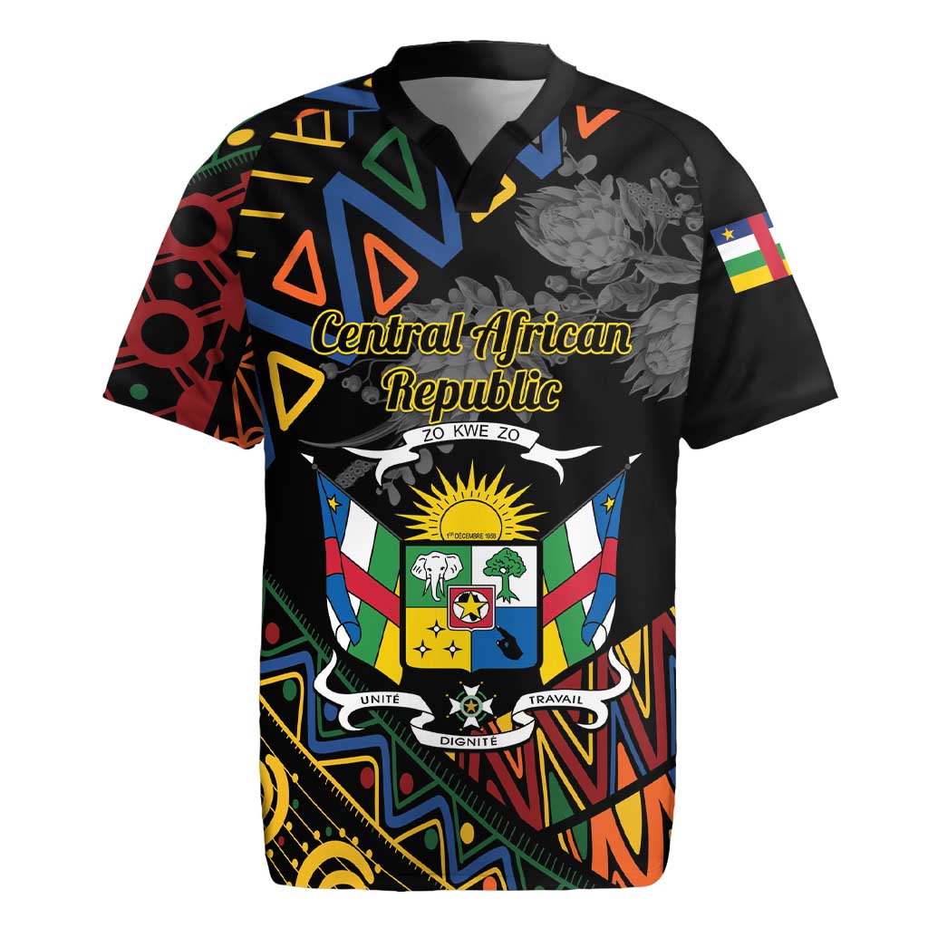 Personalized Central African Republic Rugby Jersey Protea African Pattern - Wonder Print Shop