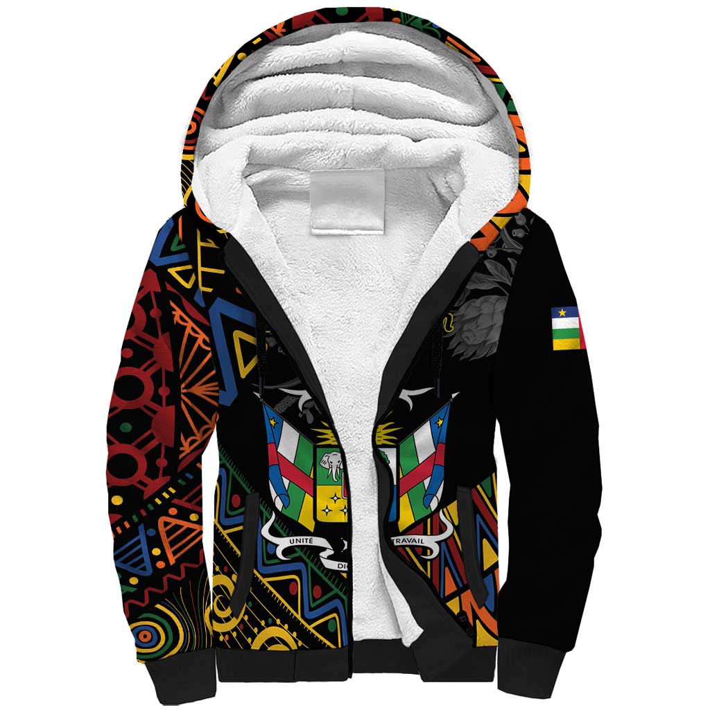 Personalized Central African Republic Sherpa Hoodie Protea African Pattern - Wonder Print Shop