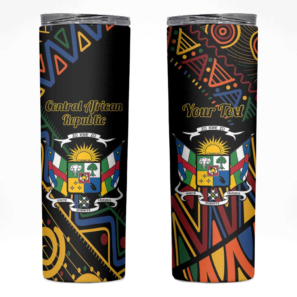 Personalized Central African Republic Skinny Tumbler Protea African Pattern - Wonder Print Shop