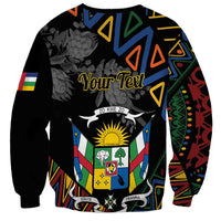 Unisex black sweatshirt back with 'Your Text' and country coat graphic