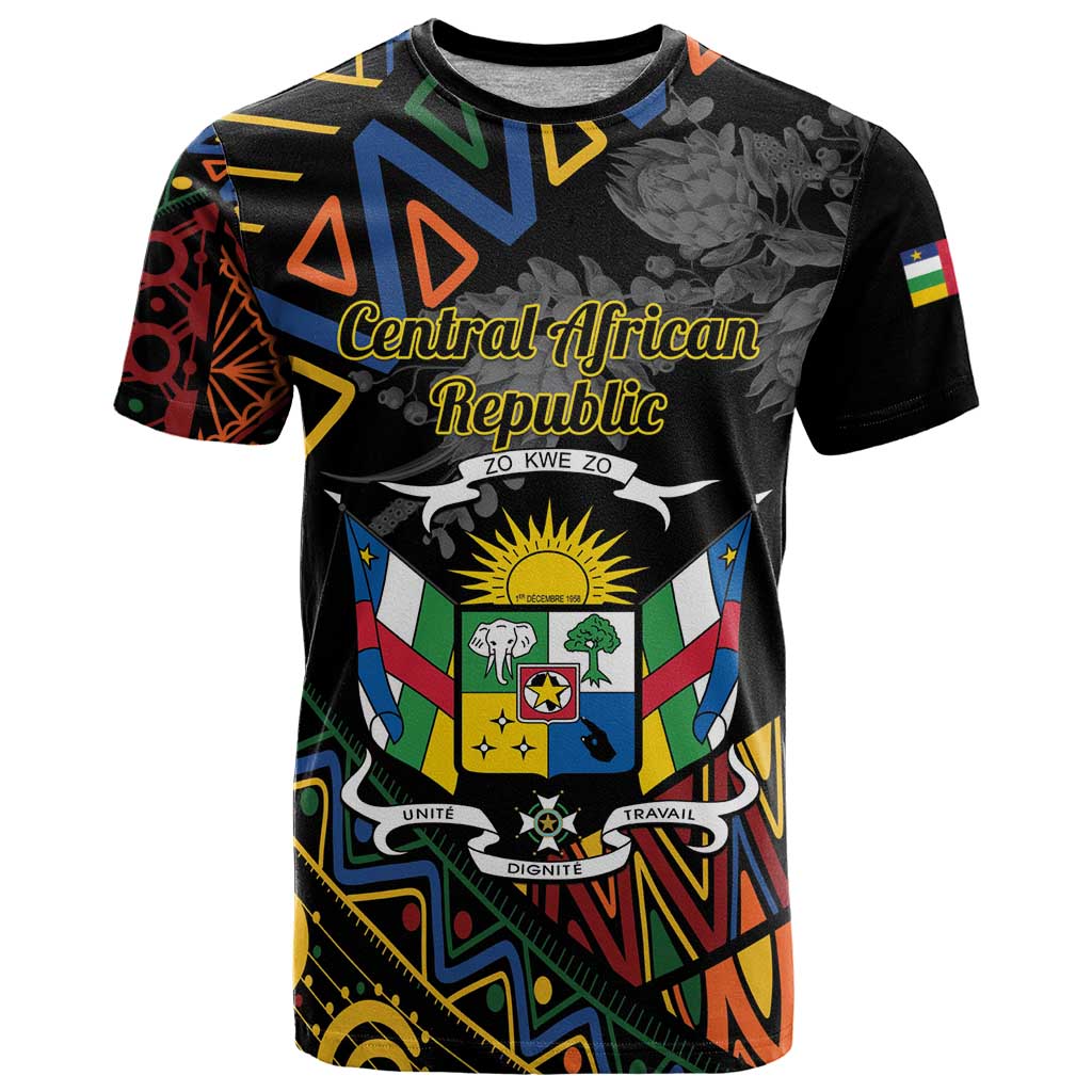 Personalized Central African Republic T Shirt Protea African Pattern - Wonder Print Shop