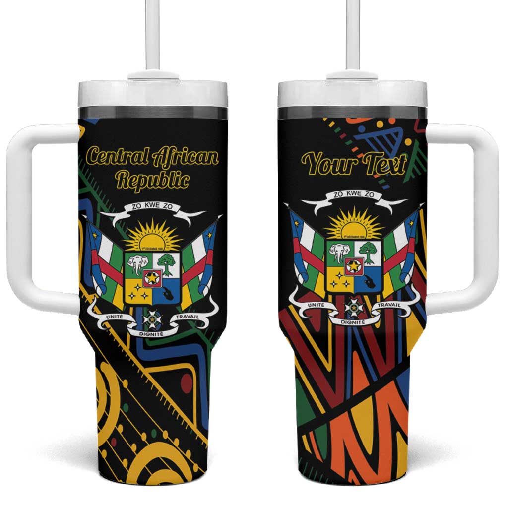 Personalized Central African Republic Tumbler With Handle Protea African Pattern - Wonder Print Shop