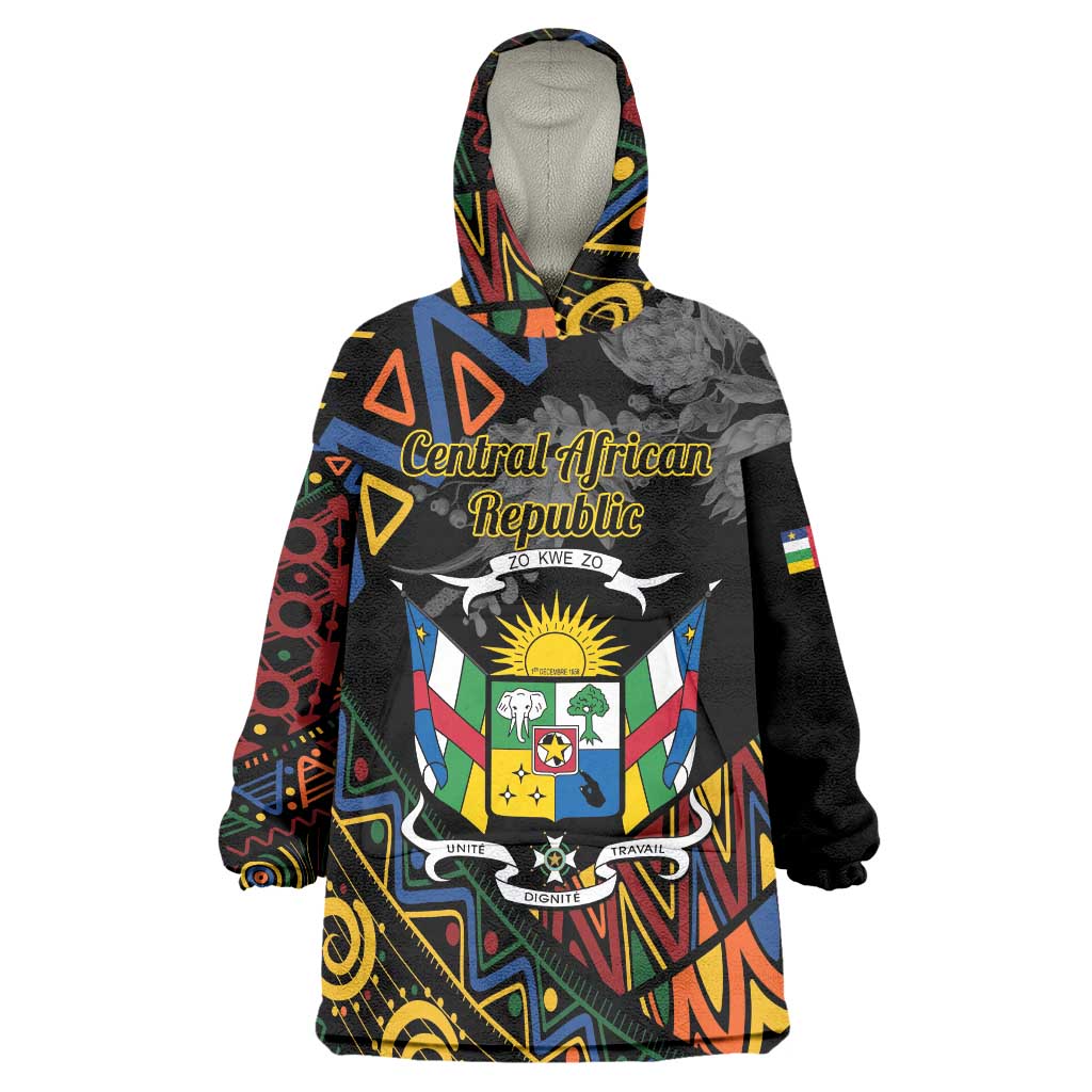 Personalized Central African Republic Wearable Blanket Hoodie Protea African Pattern - Wonder Print Shop