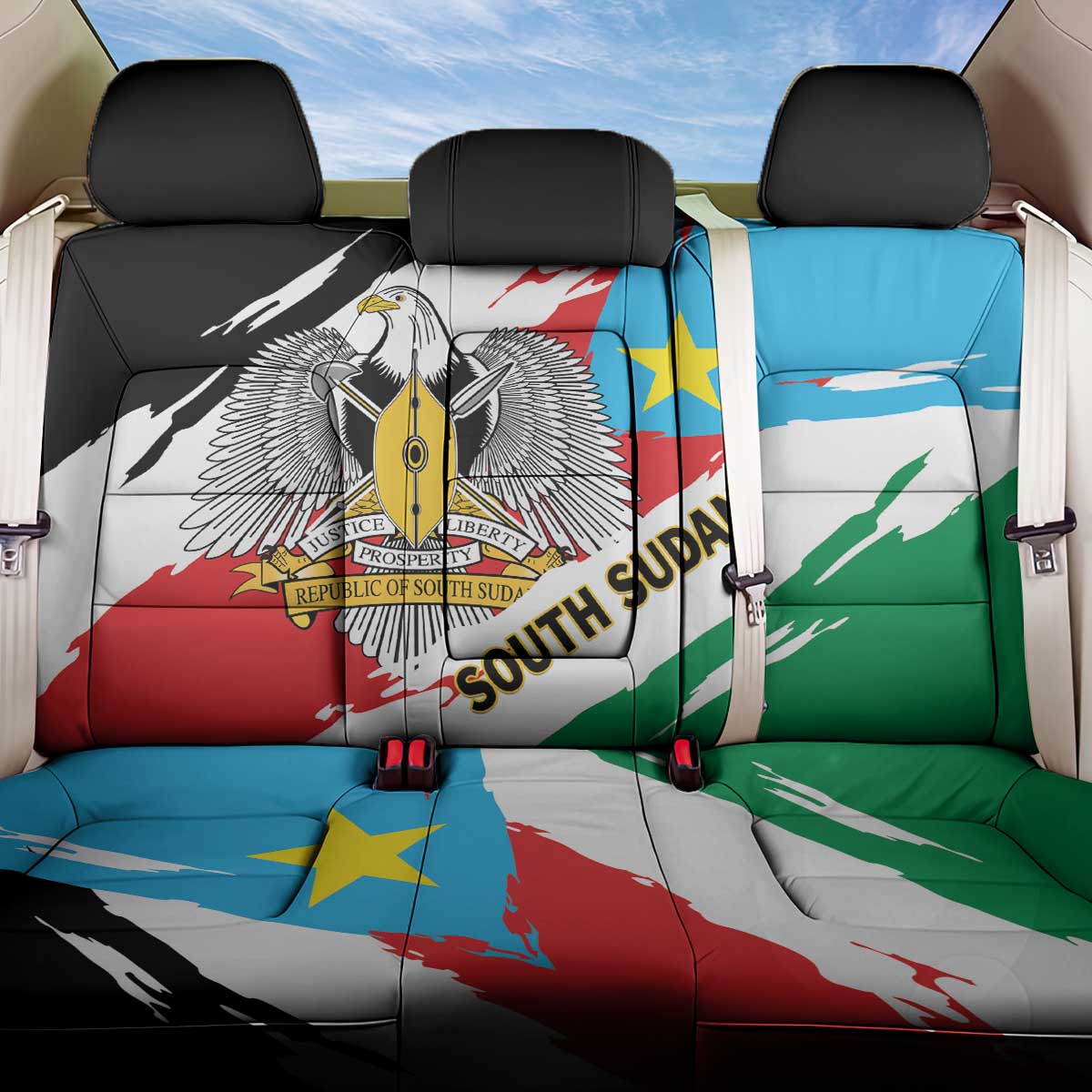 South Sudan Back Car Seat Cover Grunge Flag Style - Wonder Print Shop