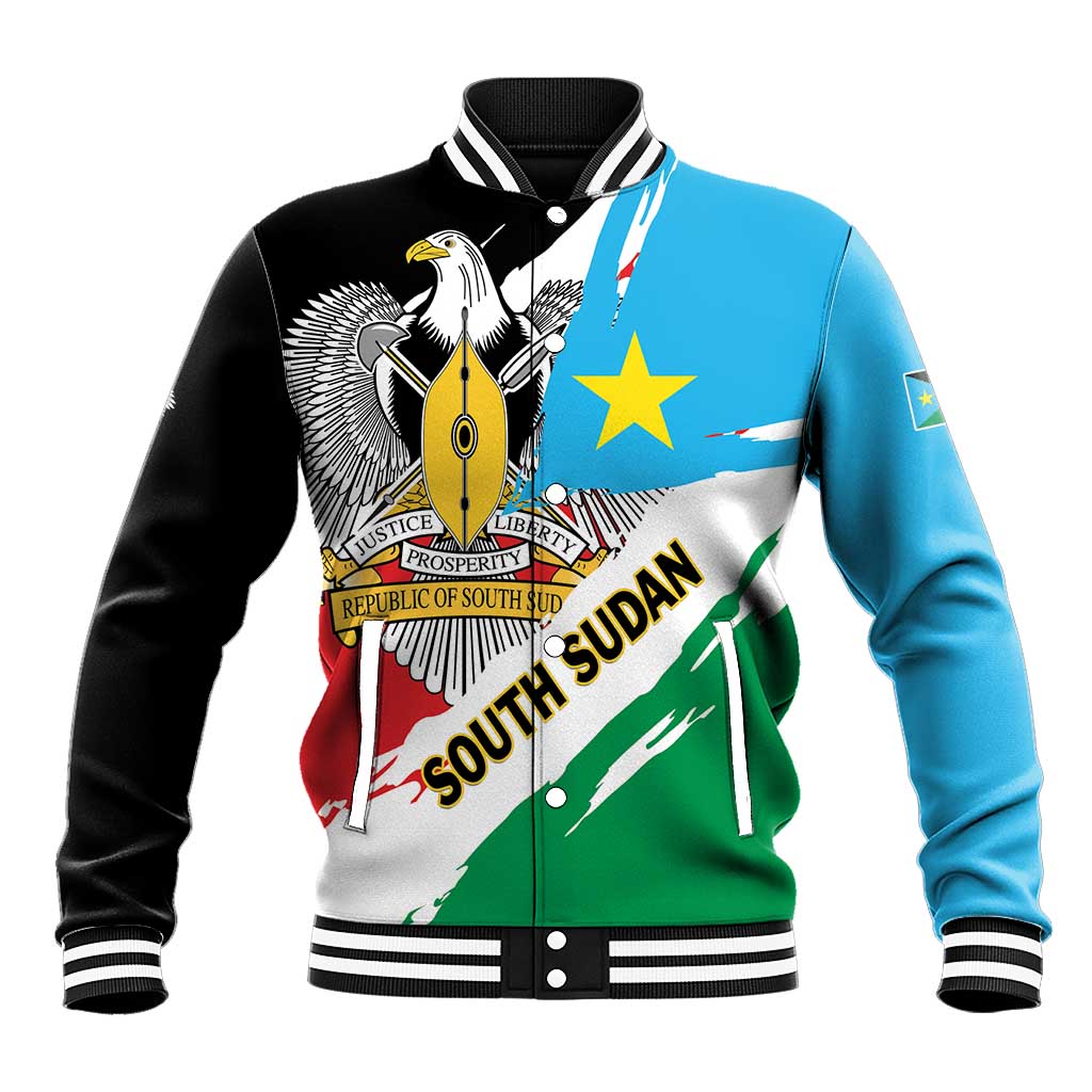 Personalized South Sudan Baseball Jacket Grunge Flag Style - Wonder Print Shop