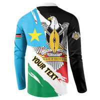 South Sudan graphic sweatshirt, back view with eagle emblem and 'YOUR TEXT' banner