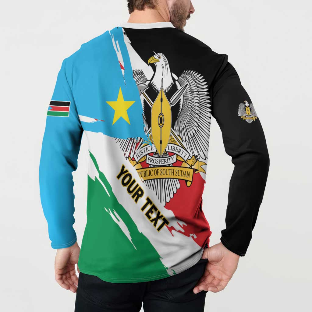 South Sudan graphic sweatshirt, back design with eagle emblem and 'YOUR TEXT' text across