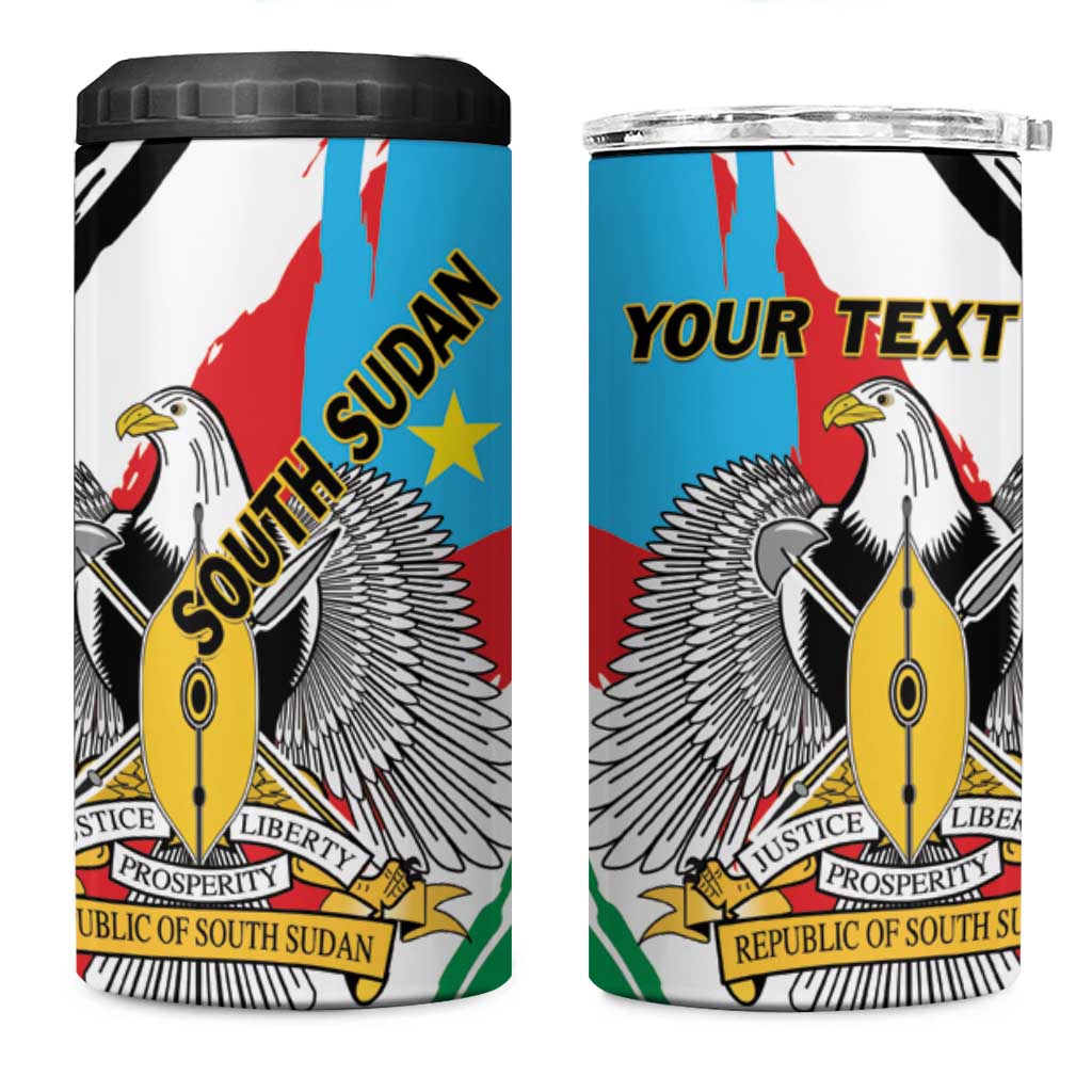 Personalized South Sudan 4 in 1 Can Cooler Tumbler Grunge Flag Style - Wonder Print Shop