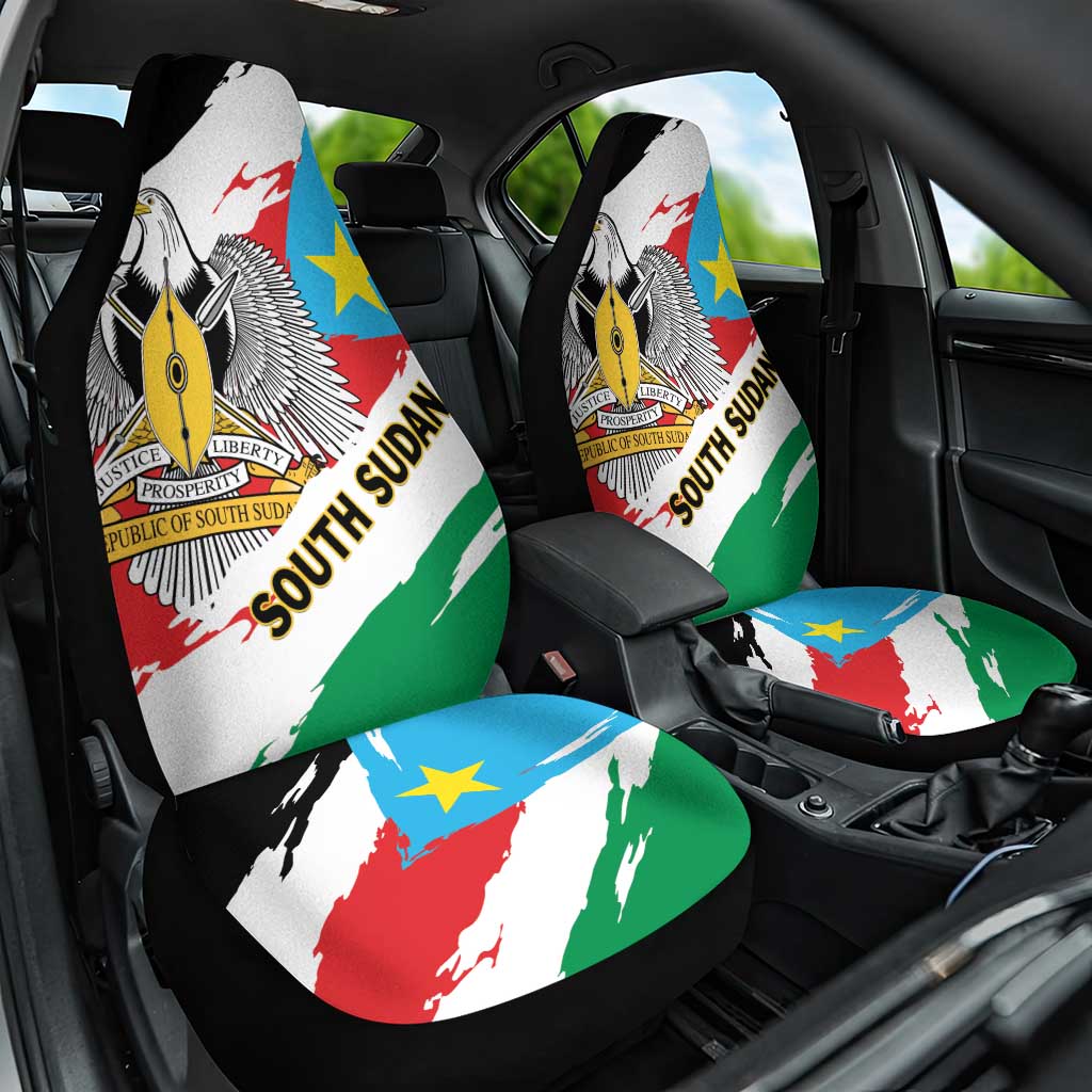 South Sudan Car Seat Cover Grunge Flag Style - Wonder Print Shop