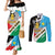 Personalized South Sudan Couples Matching Mermaid Dress and Long Sleeve Button Shirt Grunge Flag Style