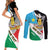 Personalized South Sudan Couples Matching Short Sleeve Bodycon Dress and Long Sleeve Button Shirt Grunge Flag Style - Wonder Print Shop