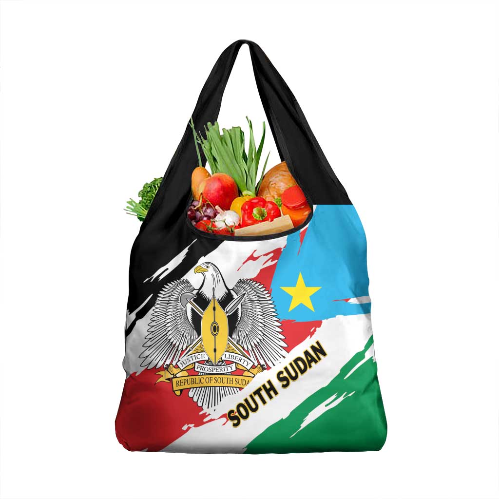 South Sudan Grocery Bag Grunge Flag Style