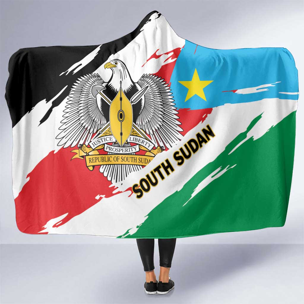 South Sudan Hooded Blanket Grunge Flag Style