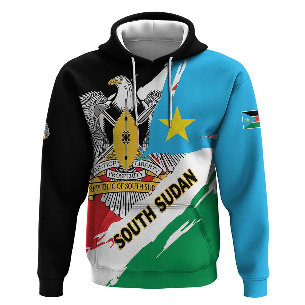 Personalized South Sudan Hoodie Grunge Flag Style - Wonder Print Shop