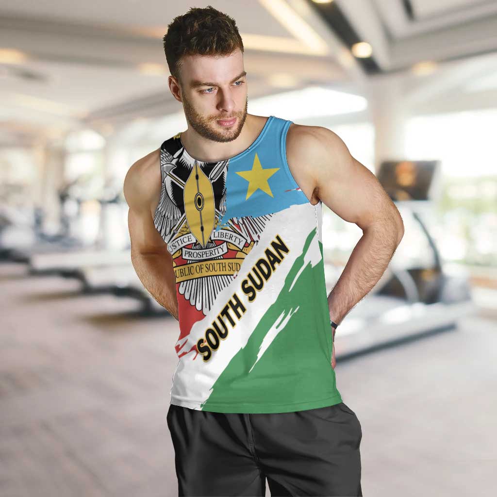 Personalized South Sudan Men Tank Top Grunge Flag Style - Wonder Print Shop