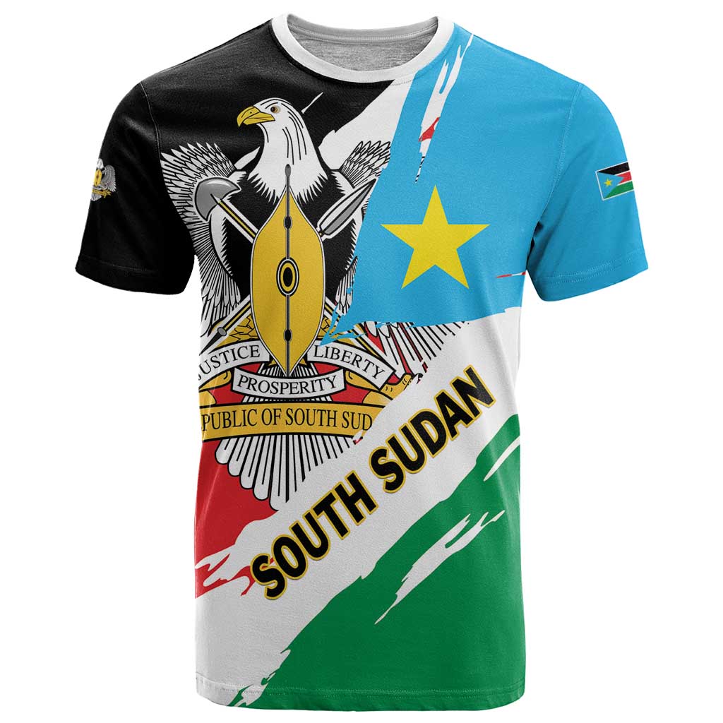 Personalized South Sudan T Shirt Grunge Flag Style - Wonder Print Shop