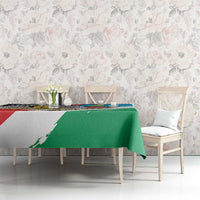 South Sudan flag grunge tablecloth on dining table in green, red and blue flag design
