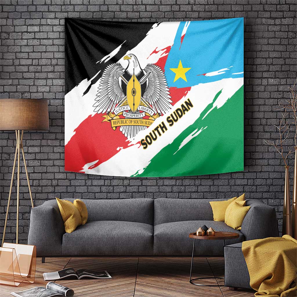 South Sudan Tapestry Grunge Flag Style