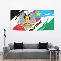 South Sudan flag tapestry with central eagle crest and 'SOUTH SUDAN' lettering, black red white blue green