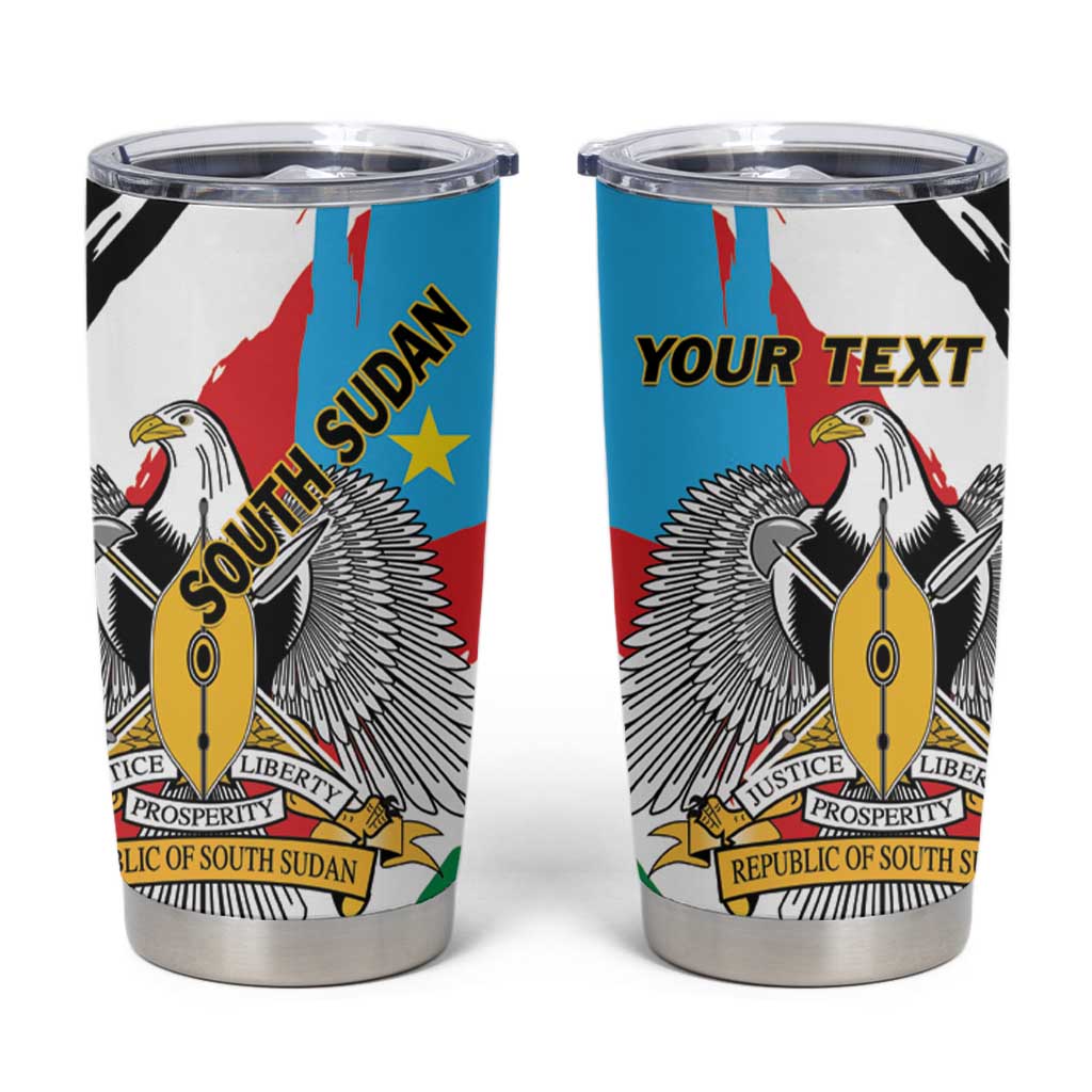 Personalized South Sudan Tumbler Cup Grunge Flag Style - Wonder Print Shop