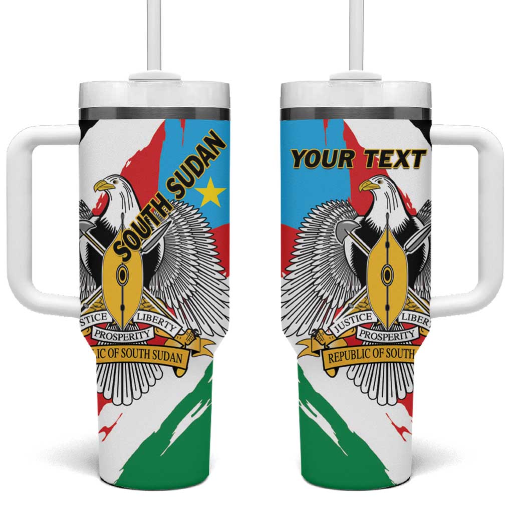 Personalized South Sudan Tumbler With Handle Grunge Flag Style - Wonder Print Shop