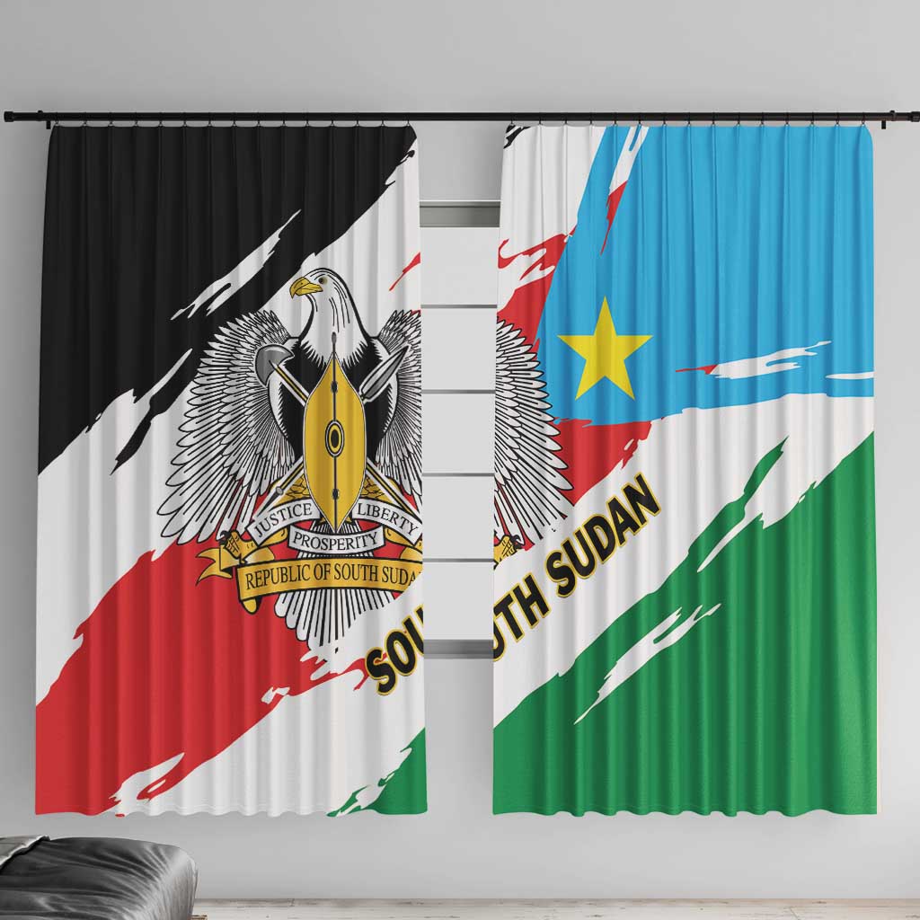 South Sudan Window Curtain Grunge Flag Style - Wonder Print Shop