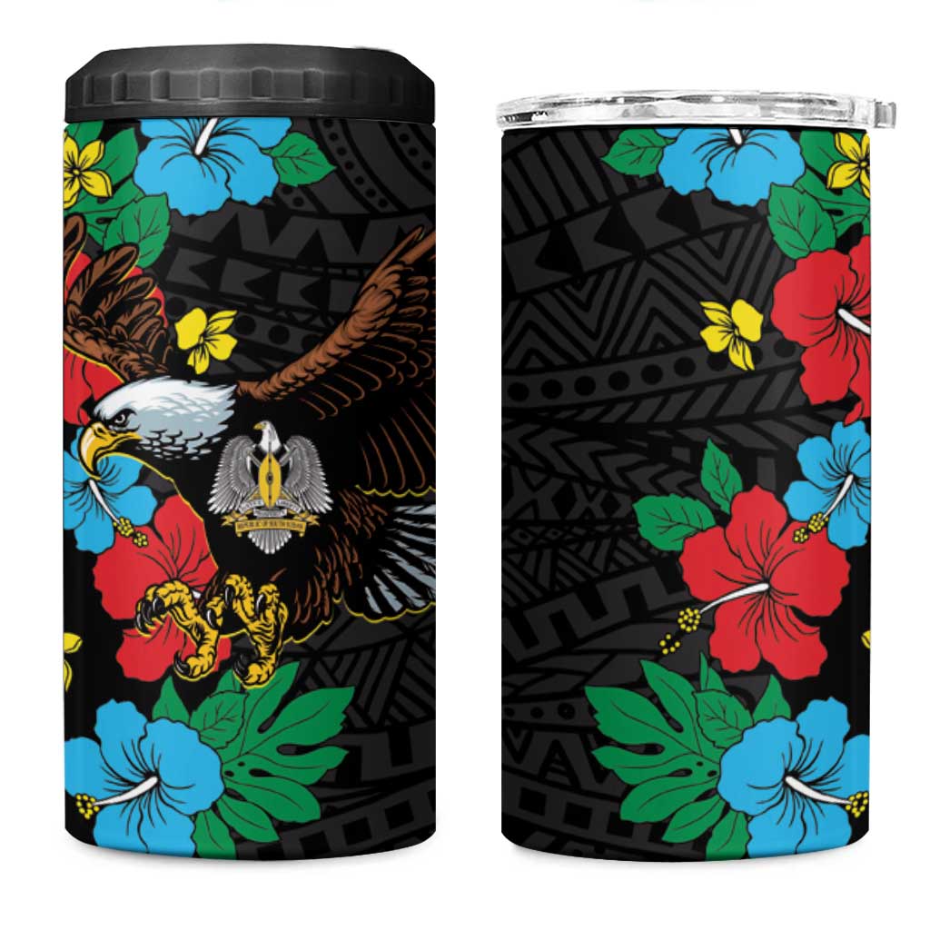 South Sudan 4 in 1 Can Cooler Tumbler Hibiscus Floral African Pattern - Wonder Print Shop